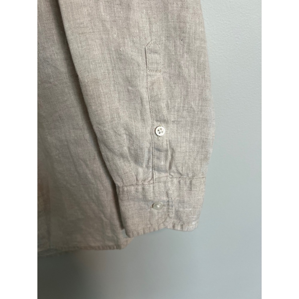 L.L.Bean Women's Beige Linen Long Sleeve Button Down Basic Shirt Top, XL - Picture 3 of 8